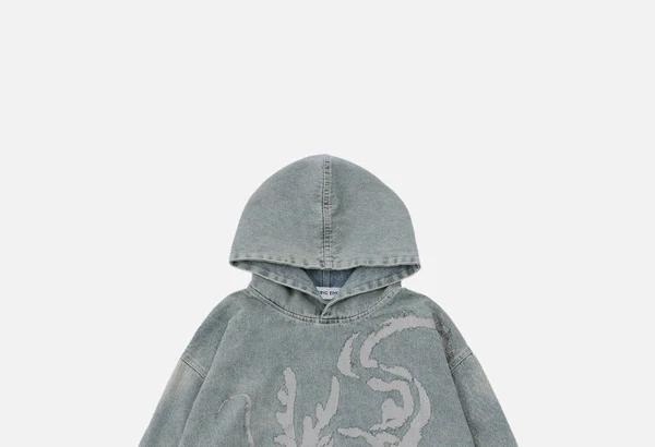 Aelfric Eden Dragon Print Denim Hoodie